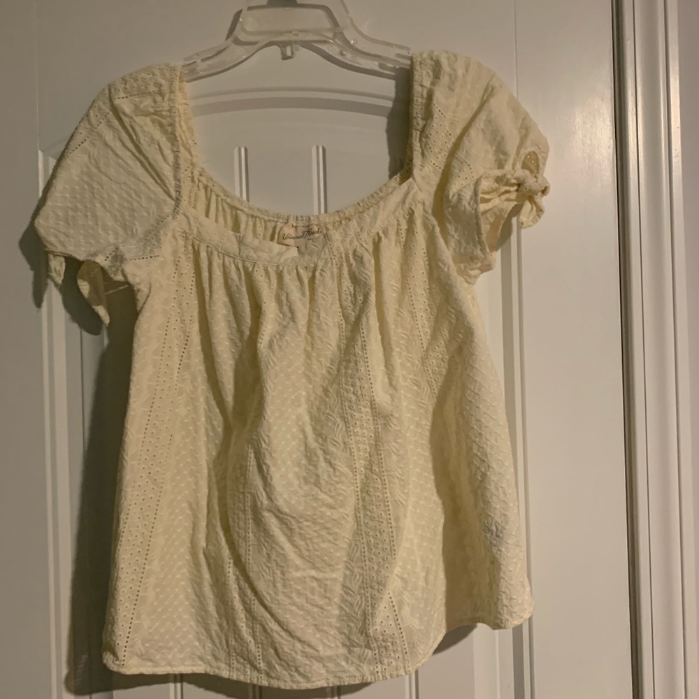 Cream/off white eyelet off shoulder top